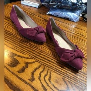 J.JILL SIZE 7M BURGUNDY SIMONE BOW FLATS